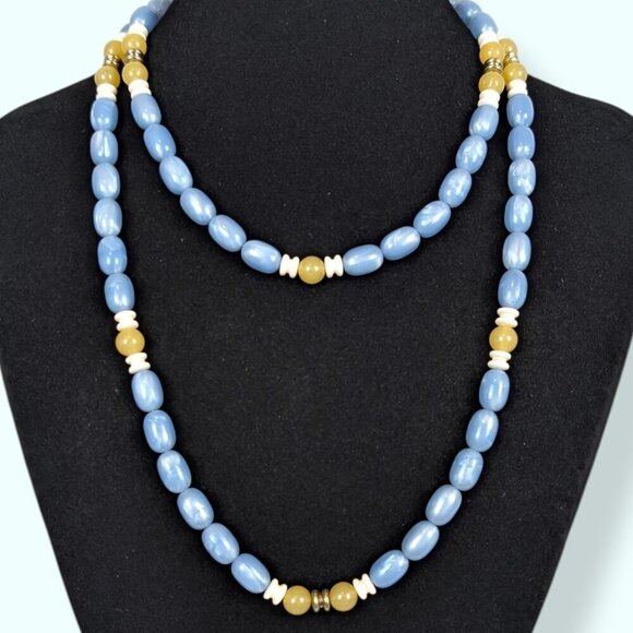 Jewelry - V. Blue & Yellow Lucite Beaded Necklace
